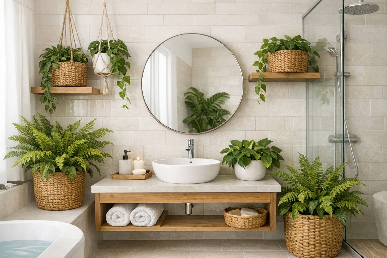 Ideas para decorar el baño con plantas sin que se estropeen